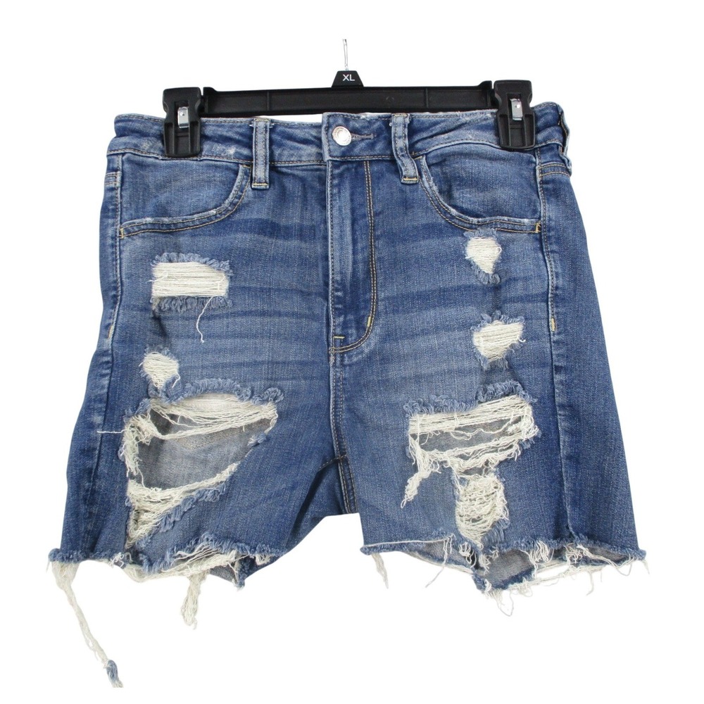 American Eagle Super Stretch X‎ Distressed Denim Shorts Blue Womens 6 High Rise